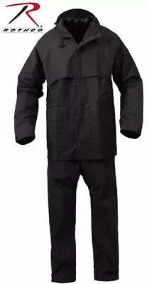 Rothco 3765 Black Microlite Rainsuits Durable Coated Nylon Sizes S To 3x • $67.99