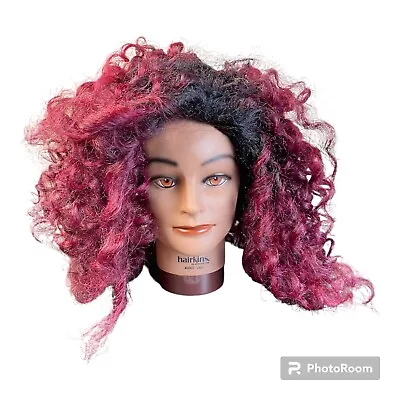 Model+Model Cork Screw Curl Ombre Black Red Wig Heat Safe Change Of Hairstyle • $19.99