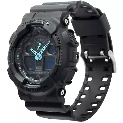 Casio G-Shock 55mm Men's Chronograph Watch Black Resin Ana-Digi Dial GA100C-8A • $43.49
