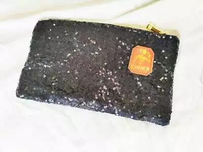 Thin Black Shiny Trendy Lady Glitter Sequins Wallet Leopard Zipper | Evening Fas • $19.99