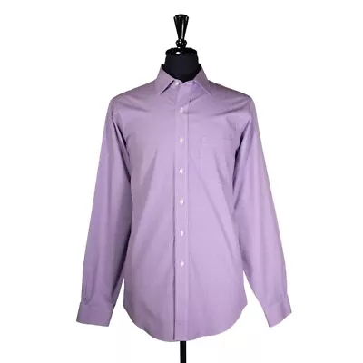 Brooks Brothers Mens Dress Shirt Button Up Purple Check Cotton Classic 16 36 • $19.99