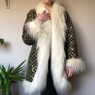 £90 • Buy Out Of The Ordinary Embroidered ‘Amanda’ Coat Emerald Penny Lane Afghan Bohemian