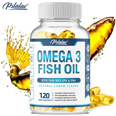 Omega 3 Fish Oil Capsules 1440mg - 3x Strength Highest Potency - With EPA DHA • £8.98