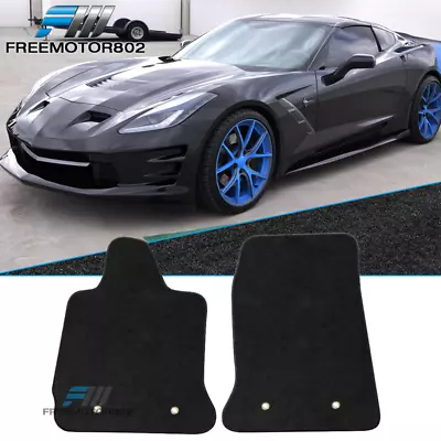 Fits 14-19 Chevy Corvette C7 Floor Mats Carpets 2-Piece Black Nylon • $41.99