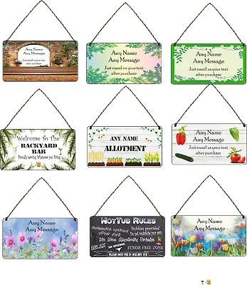 £6.85 • Buy Personalised Garden Hanging Plaque Backyard Allotment Shed Sign Gin Garden Gift