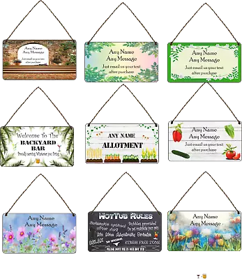 Personalised Garden Hanging Plaque Backyard Allotment Shed Sign Gin Garden Gift • £5.88