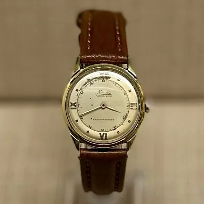 Minerva Vintage 1940s Gold Tone Extremely Rare Men's Wristwatch- $6K APR W/ COA! • $1195