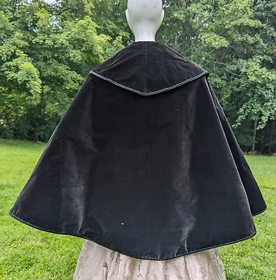 Civil War 1860’s Black Velvet Cape W Cape Collar For Dress • $125