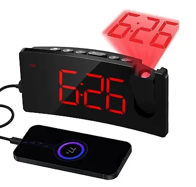 £299.99 • Buy Projection Alarm Clock Digital LED Display 180° Rotatable Projector Curved
