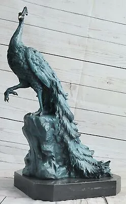 Gorgeous Peacock Bronze Sculpture Figure Hotcast Original Milo Gilt Decorative • $649