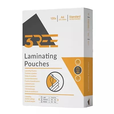 100 X A4 LAMINATING POUCHES GLOSS LAMINATOR LAMINATE SHEETS SLEEVES 160 MICRONS • £10.75