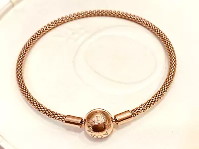$149 • Buy Authentic Pandora Moments Mesh Bracelet Bangle Rose Gold Bracelet 586543 19CM