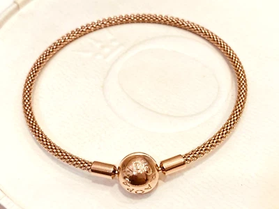 $149 • Buy Authentic Pandora Moments Mesh Bracelet Bangle Rose Gold Bracelet 586543 19CM