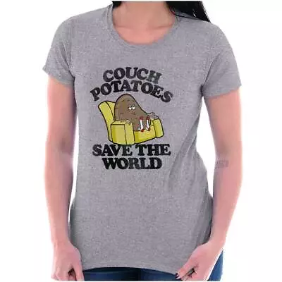 Couch Potato Save The World Lazy Social Distancing Ladies T Shirt • $19.99