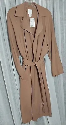 H&M Flowy Tan Tie-Front Trench Coat New W/Tags - Med • $39.99