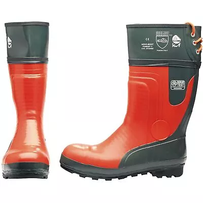 Draper Expert Mens Chainsaw Safety Boots Black / Orange Size 8 • £103.29