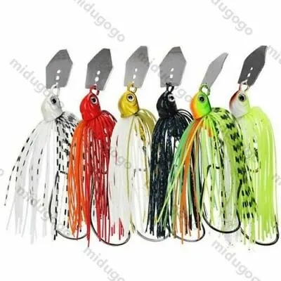 6pcs Chatterbait Sequin Blade Bait Silicone Skirt Swim Jigs Bass Lures 11g • $23.86