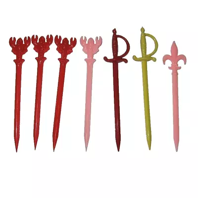 Lof Of 7 VTG Swizzle Stick Olive Spears Picks Lobster Sword Fleur-de-Li Martini • $6.99