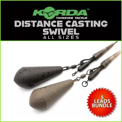 KORDA DISTANCE CASTING SWIVEL LEADS (x5) - ALL SIZES | NEW - CARP FISHING WEIGHT • £9.50