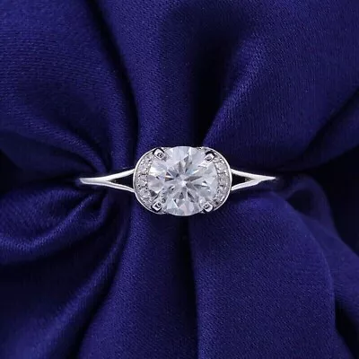2Ct Round Lab-Created White Diamond Engagement Wedding Ring 14K White Gold Over • $149.99