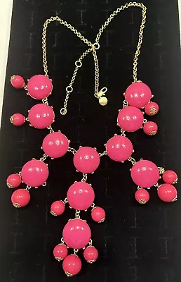 J. Crew Bubble Necklace  - 29” Adjustable “Barbie” Pink -  Missing 1 Bead • $10.99