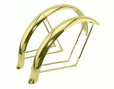 26  Genuine Vintage Lowrider Steel Flared Adjustable Balloon Fender Set In Gold. • $71.59