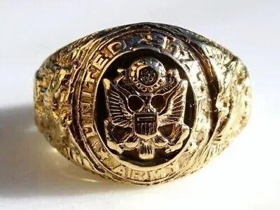 Customize US Army Vintage Mens Aggie Ring Military Ring 14k Yellow Gold Plated • $132.21