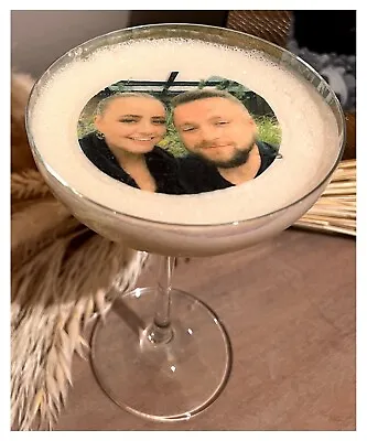 Personalised Photo/Logo Edible Cocktail Drink Toppers-Wedding/Birthday/Party • £6