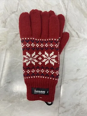 Thinsulate Shetland Ragg Wool Gloves Winter Ski Thermal Snow - Red • $16.90