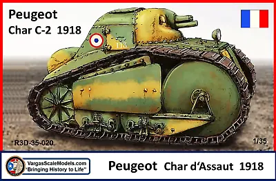 1/35 Peugeot Char-2 Assault Tank WW1   Tamiya Meng Resicast Takom CSM • $64.50