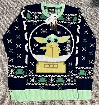 Star Wars Grogu Baby Yoda Snow Globe Sweater Holiday Christmas Ugly NWT | Medium • $34