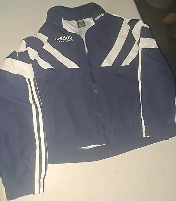$80 • Buy Vintage Adidas Training Jacket Zip Up Carlton Blues Colours Size 16 - Oversized