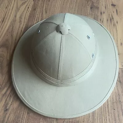 £35 • Buy Tropical Pith Helmet Khaki French With Leather Strap And Air Vents Replica Beige