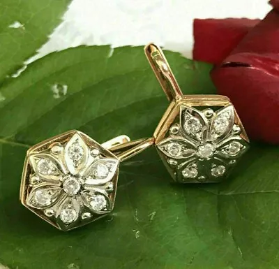 1.20 Ct Round Cut Diamond Vintage Drop Dangle Earrings 14k Yellow Gold Plated • $99.65