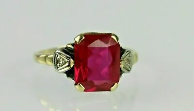 $176.72 • Buy 2Ct Emerald Cut Red Ruby Solitaire Women's Engagement Ring 14K Yellow Gold Over