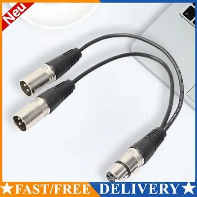 3P XLR Female Jack To Dual 2 Male Plug Y Splitter Adaptor Cord Cable 1Ft • £6.92