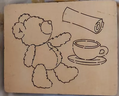 £45 • Buy Wooden Bear Die Cutter With Teacup And Scroll RARE ITEM