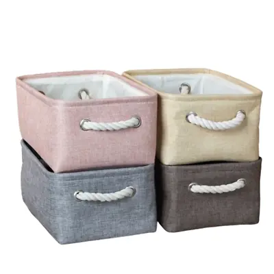 NNEOBA Cotton Linen Folding Storage Baskets Kids Toys Organizer Clothes And Sund • £101.64