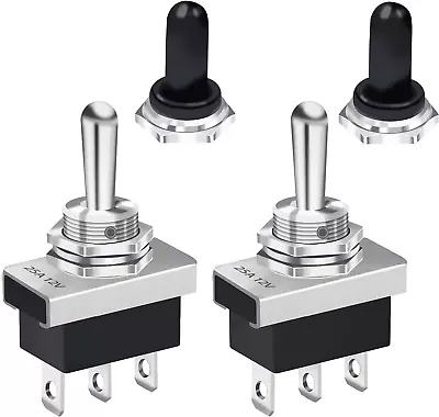 Mankk 2PCS Momentary Toggle Switch 12V 25A SPDT (On)-Off-(On) 3Pin 3 Position W • $12.28