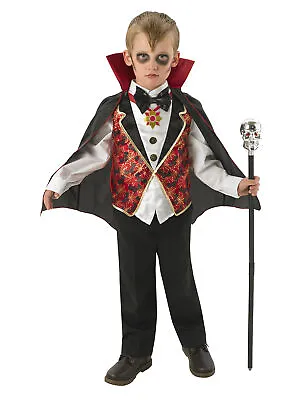 Boys Dracula Vampire Costume Halloween Cape Spooky Kids Fancy Dress Outfit • £13.91