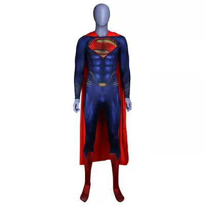 Halloween Superman Man Of Steel Clark Kent Outfit Jumpsuit Costume Cosplay New~ • $70.97