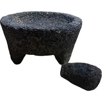 Molcajete Mexican Basalt Lava Stone Mortar And Pestle Guacamole 8” Spices Heavy • $43