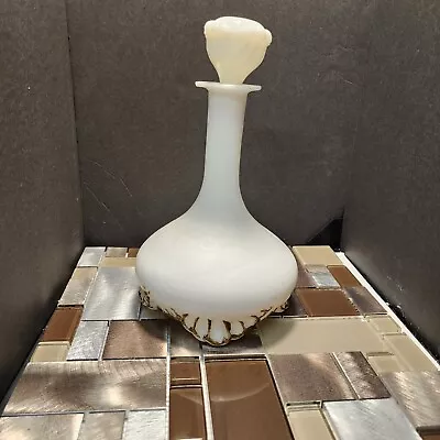 Antique Milk Glass Vanity Bottle- Decanter Barber Bottle With Milk Glass Stopper • $20