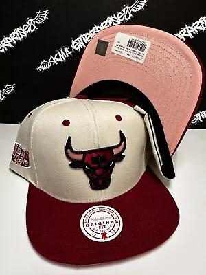 NEW Mitchell & Ness Chicago Bulls 1996 NBA FINALS Pink Merlot Cream Snapback Hat • $23.23