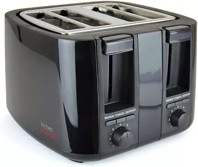 KitchenPerfected 4 Slice Extra-wide Slot Toaster - Black - E2115BK • £31.99