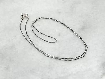 Solid 14k White Gold Thin Box Chain Necklace 20” .5mm • $79.99