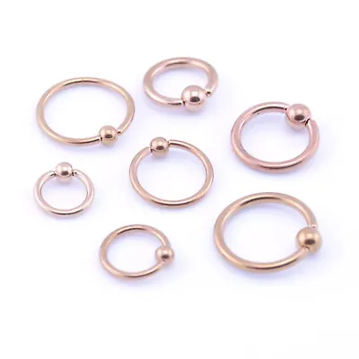 Rose Gold BCR Ring Ball Closure Captive Ring Lip Nose Ear Tragus Septum Hoop • £1.69