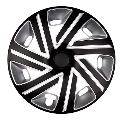 Hubcaps Painted 15 Inch #32 Black Silver 4x Premium Design Hub Caps • $163.41