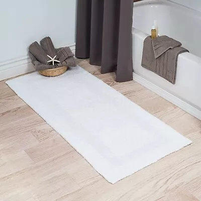 Natural / Cream 100% Cotton Plush Bathroom Reversible Long Bath Mat 24 X 60 In. • $29