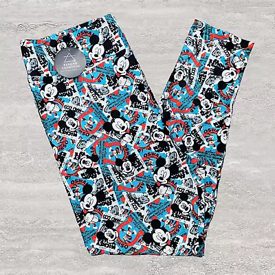 100th Disney Retro Mickey Mad Dog Oswald The Lucky Rabbit Red Horseshoe Leggings • $27.20